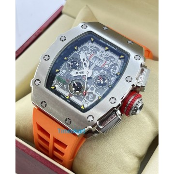 Richard Mille RM11 Steel Orange Rubber Strap Swiss Automatic Watch