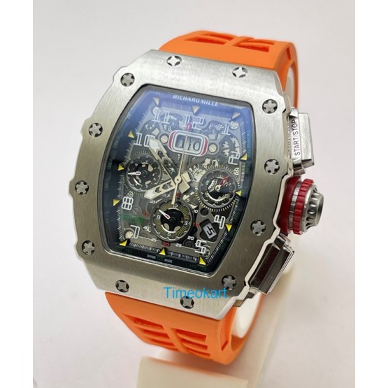 Richard Mille RM11 Steel Orange Rubber Strap Swiss Automatic Watch