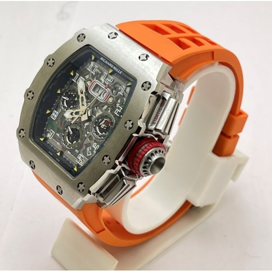 Richard Mille RM11 Steel Orange Rubber Strap Swiss Automatic Watch