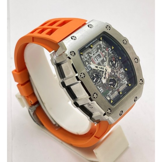 Richard Mille RM11 Steel Orange Rubber Strap Swiss Automatic Watch