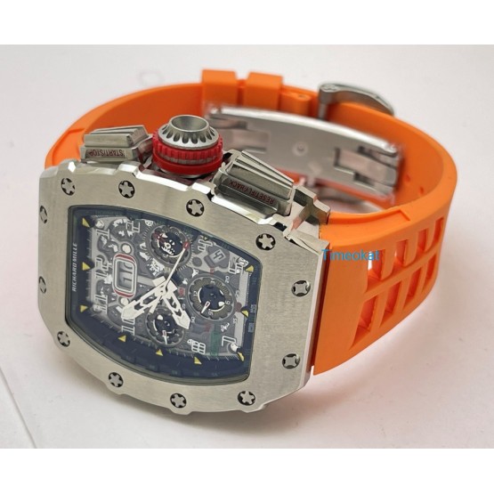 Richard Mille RM11 Steel Orange Rubber Strap Swiss Automatic Watch