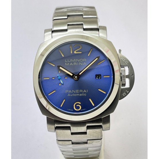 Panerai Marina Blue Steel Bracelet Swiss ETA Automatic Watch