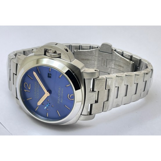 Panerai Marina Blue Steel Bracelet Swiss ETA Automatic Watch