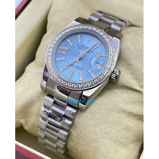 Rolex Datejust Diamond Bezel Ice Blue Swiss Automatic Ladies Watch