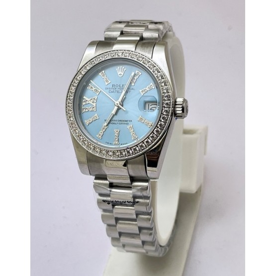 Rolex Datejust Diamond Bezel Ice Blue Swiss Automatic Ladies Watch