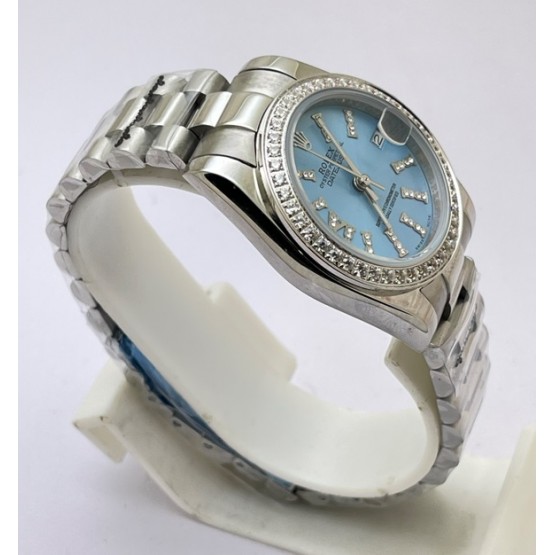 Rolex Datejust Diamond Bezel Ice Blue Swiss Automatic Ladies Watch