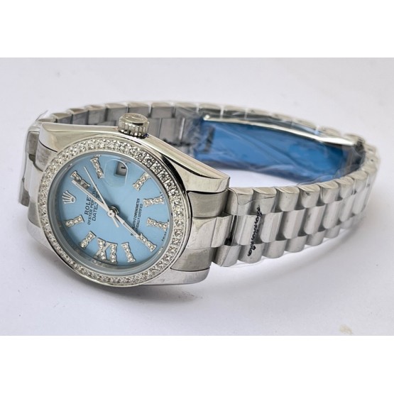 Rolex Datejust Diamond Bezel Ice Blue Swiss Automatic Ladies Watch