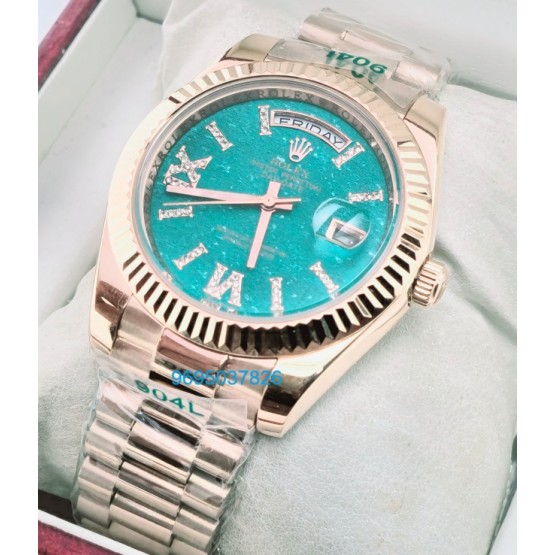 Rolex Day Date Green Aventurine Everrose Gold Swiss Automatic Watch