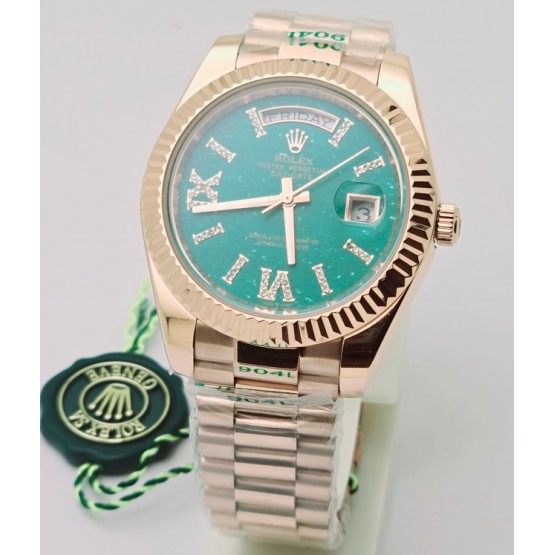 Rolex Day Date Green Aventurine Everrose Gold Swiss Automatic Watch