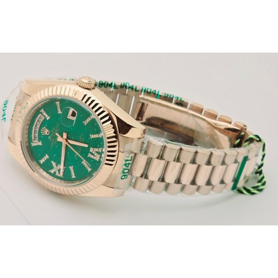 Rolex Day Date Green Aventurine Everrose Gold Swiss Automatic Watch