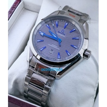 OMEGA SEAMASTER AQUA TERRA GREY BLUE MARK STEEL SWISS AUTOMATIC WATCH