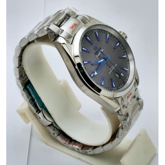 OMEGA SEAMASTER AQUA TERRA GREY BLUE MARK STEEL SWISS AUTOMATIC WATCH