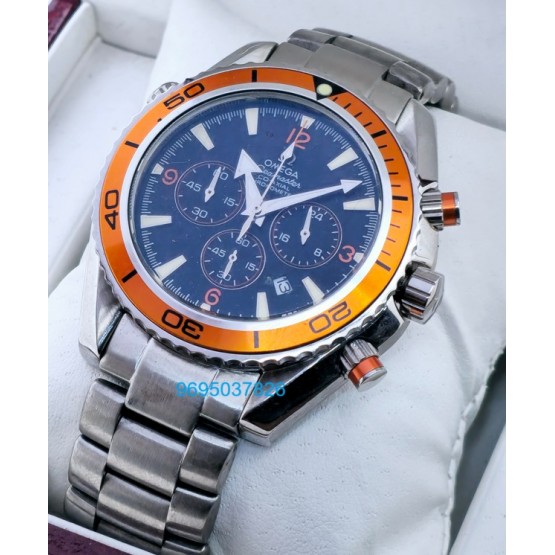 Omega Seamaster Planet Ocean Black Dial Orange Bezel Steel Watch B