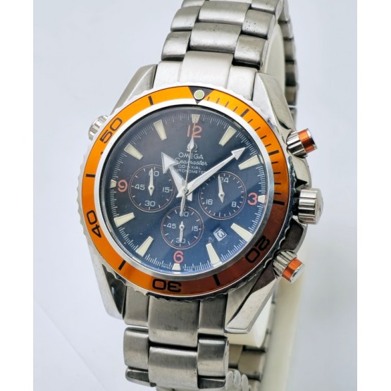 Omega Seamaster Planet Ocean Black Dial Orange Bezel Steel Watch B