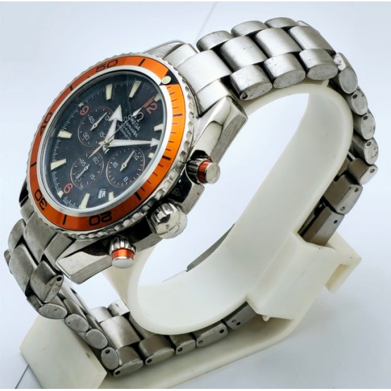 Omega Seamaster Planet Ocean Black Dial Orange Bezel Steel Watch B