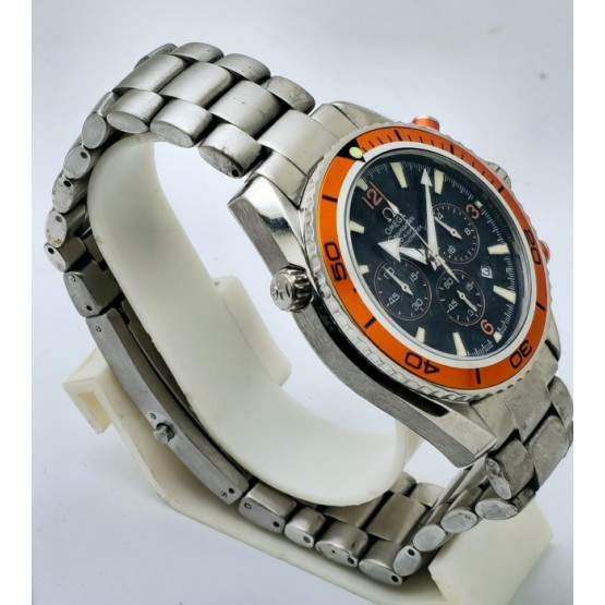 Omega Seamaster Planet Ocean Black Dial Orange Bezel Steel Watch B