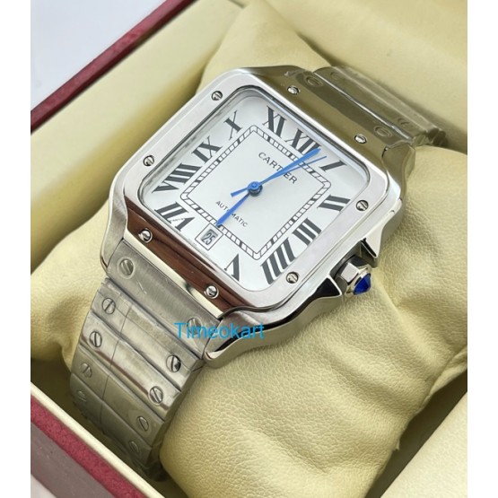 Cartier Santos 100 Steel White Swiss Automatic Watch