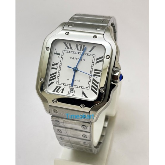 Cartier Santos 100 Steel White Swiss Automatic Watch