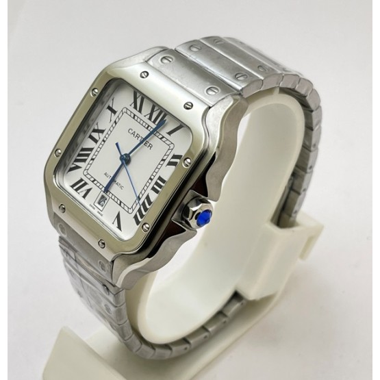 Cartier Santos 100 Steel White Swiss Automatic Watch