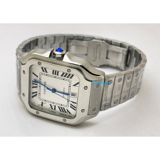 Cartier Santos 100 Steel White Swiss Automatic Watch