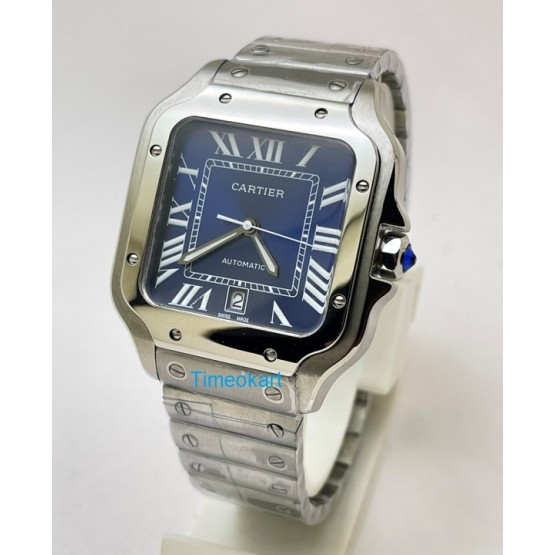 Cartier Santos 100 Steel Blue Swiss Automatic Watch