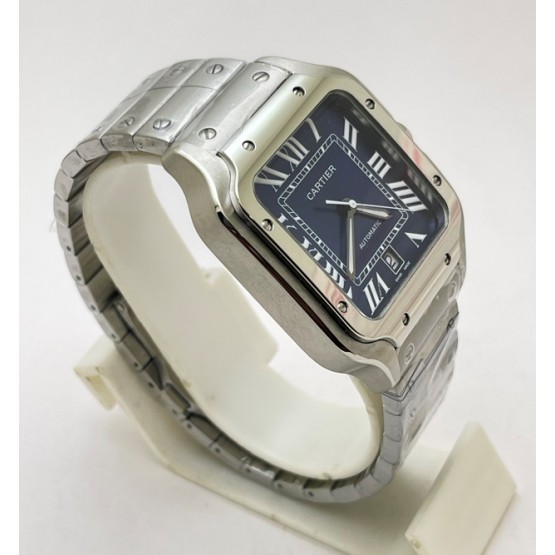 Cartier Santos 100 Steel Blue Swiss Automatic Watch