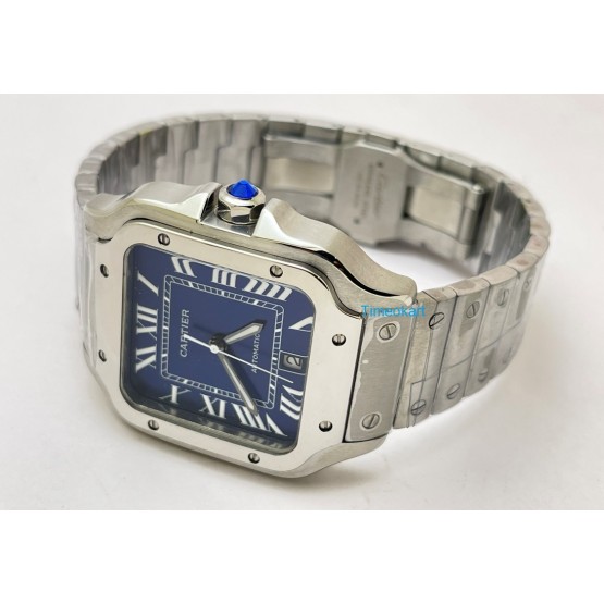 Cartier Santos 100 Steel Blue Swiss Automatic Watch