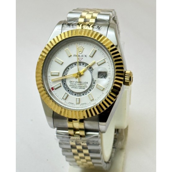 Rolex Sky Dweller White Dual Tone Swiss ETA Automatic Watch