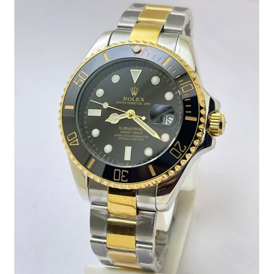  Rolex Submariner Black Dial Dual Tone Bracelet Watch