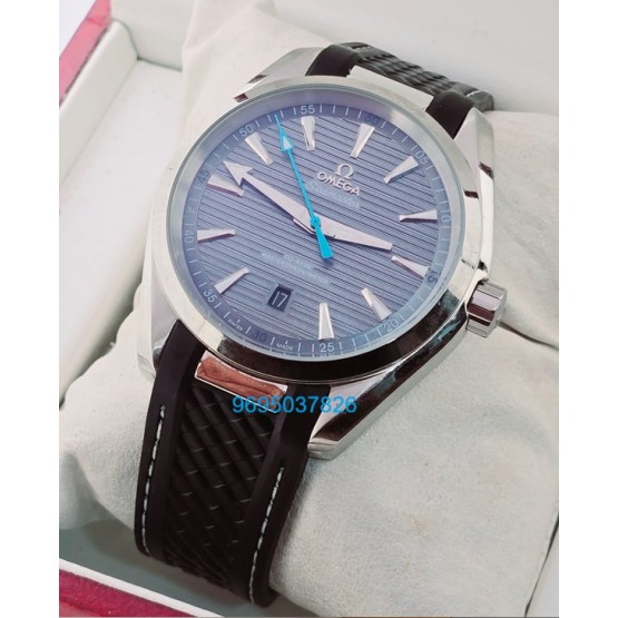 OMEGA SEAMASTER AQUA TERRA GREY RUBBER STRAP SWISS AUTOMATIC WATCH