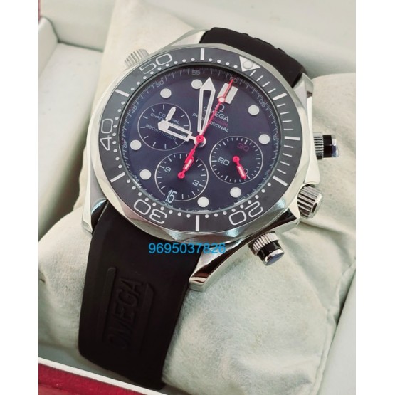 Omega Seamaster Diver 34th America Cup Chronograph Black Rubber Strap Watch