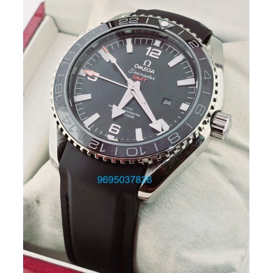 Omega Seamaster Planet Ocean GMT Black Rubber Strap Swiss Automatic Watch