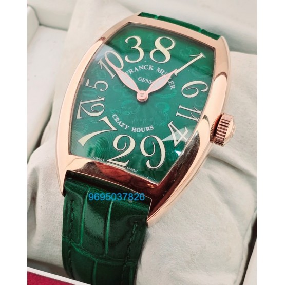 Franck Muller Crazy Hours Green Leather Strap Swiss Automatic Watch