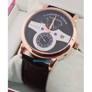 A. Lange & Shone Zeitwerk Rose Gold Black Swiss Automatic Watch