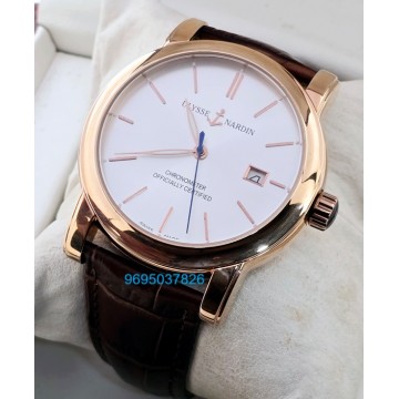 Ulysse Nardin Classico White Rose Gold Leather Strap Swiss Automatic Watch