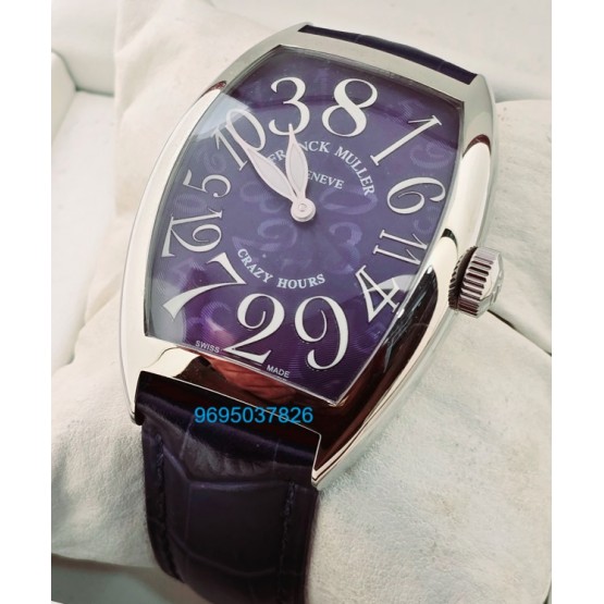 Franck Muller Crazy Hours Blue Leather Strap Swiss Automatic Watch