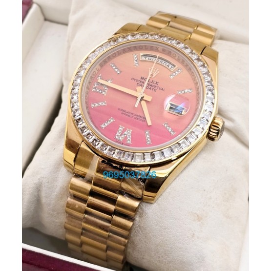 Rolex Day-Date Carnelian Gold Swiss Automatic Watch