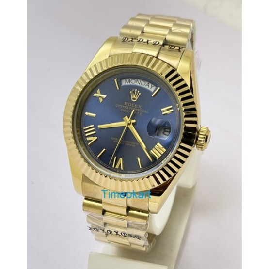 Rolex Day-Date Blue Golden Swiss Automatic Watch