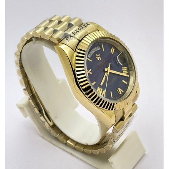 Rolex Day-Date Blue Golden Swiss Automatic Watch