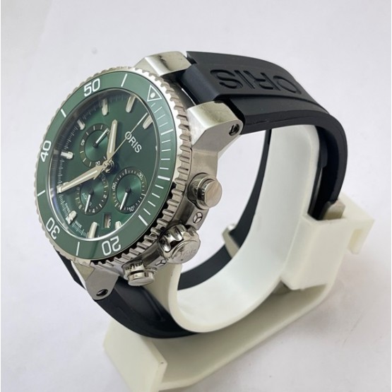 Oris Aquis Chronograph Green Black Rubber Strap Watch