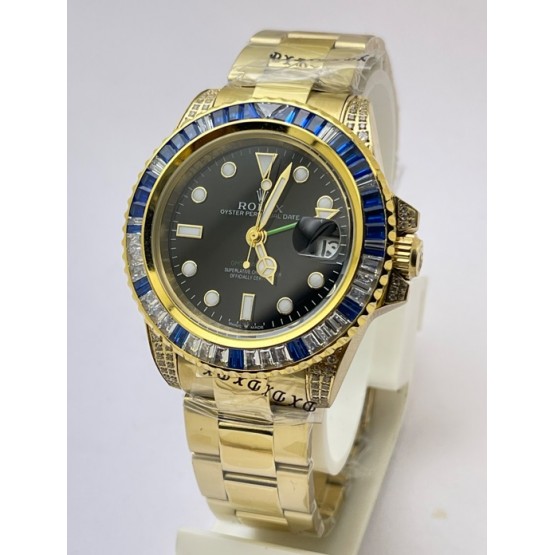 Rolex GMT Master ii White & Blue Ruby Bezel Golden Swiss ETA 3285 Valjoux Automatic Movement Watch