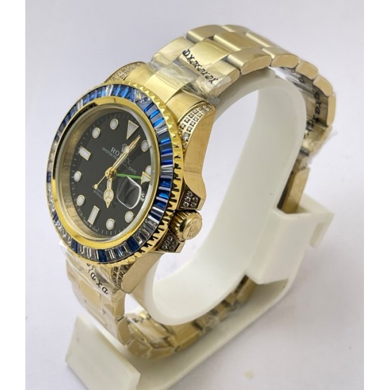 Rolex GMT Master ii White & Blue Ruby Bezel Golden Swiss ETA 3285 Valjoux Automatic Movement Watch