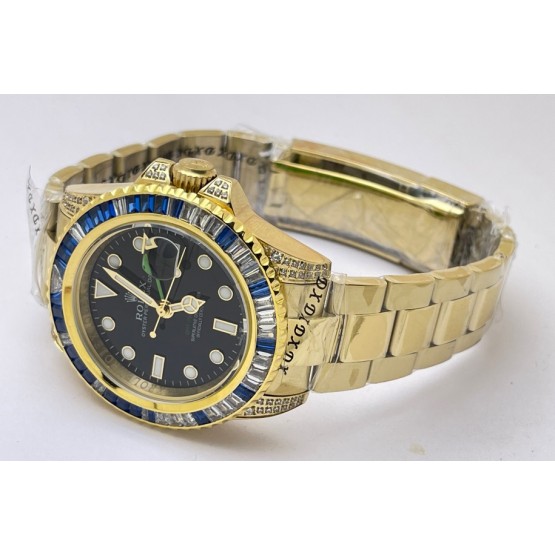 Rolex GMT Master ii White & Blue Ruby Bezel Golden Swiss ETA 3285 Valjoux Automatic Movement Watch