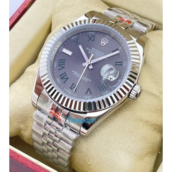 Rolex Date-Just Roman Mark Grey Steel Swiss Automatic Watch