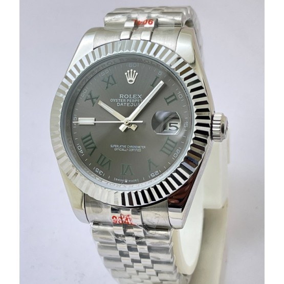 Rolex Date-Just Roman Mark Grey Steel Swiss Automatic Watch