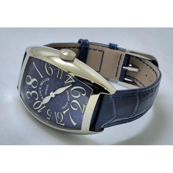 Franck Muller Crazy Hours Blue Leather Strap Swiss Automatic Watch