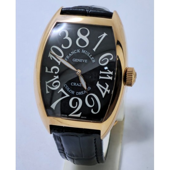 Franck Muller Crazy Hours Black Leather Strap Swiss Automatic Watch