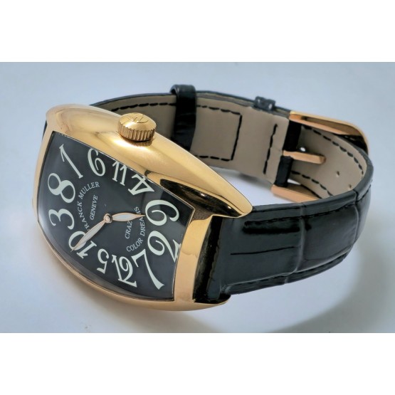 Franck Muller Crazy Hours Black Leather Strap Swiss Automatic Watch