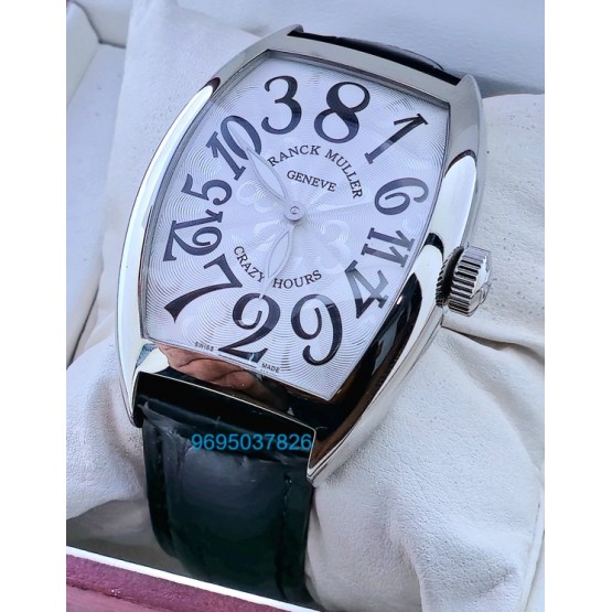 Franck Muller Crazy Hours White Leather Strap Swiss Automatic Watch