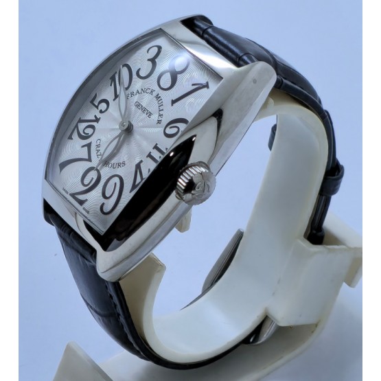 Franck Muller Crazy Hours White Leather Strap Swiss Automatic Watch